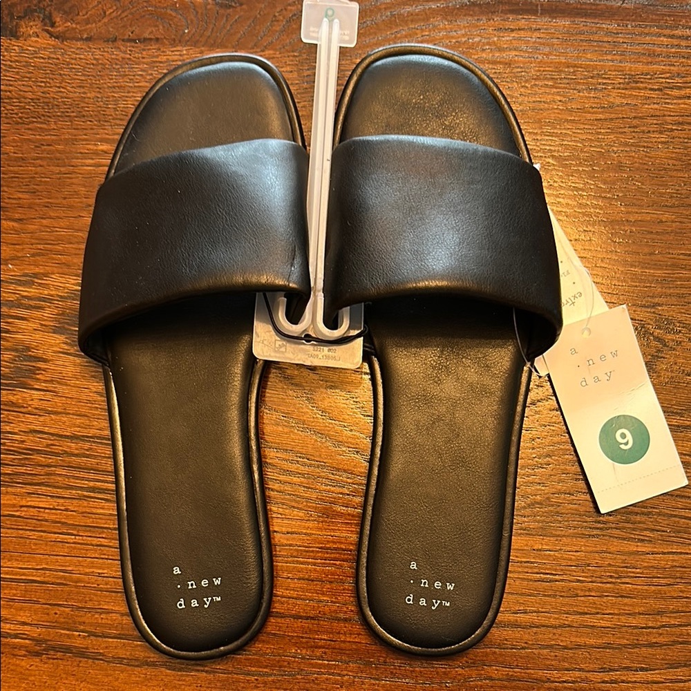 A New Day Black Slide Sandals